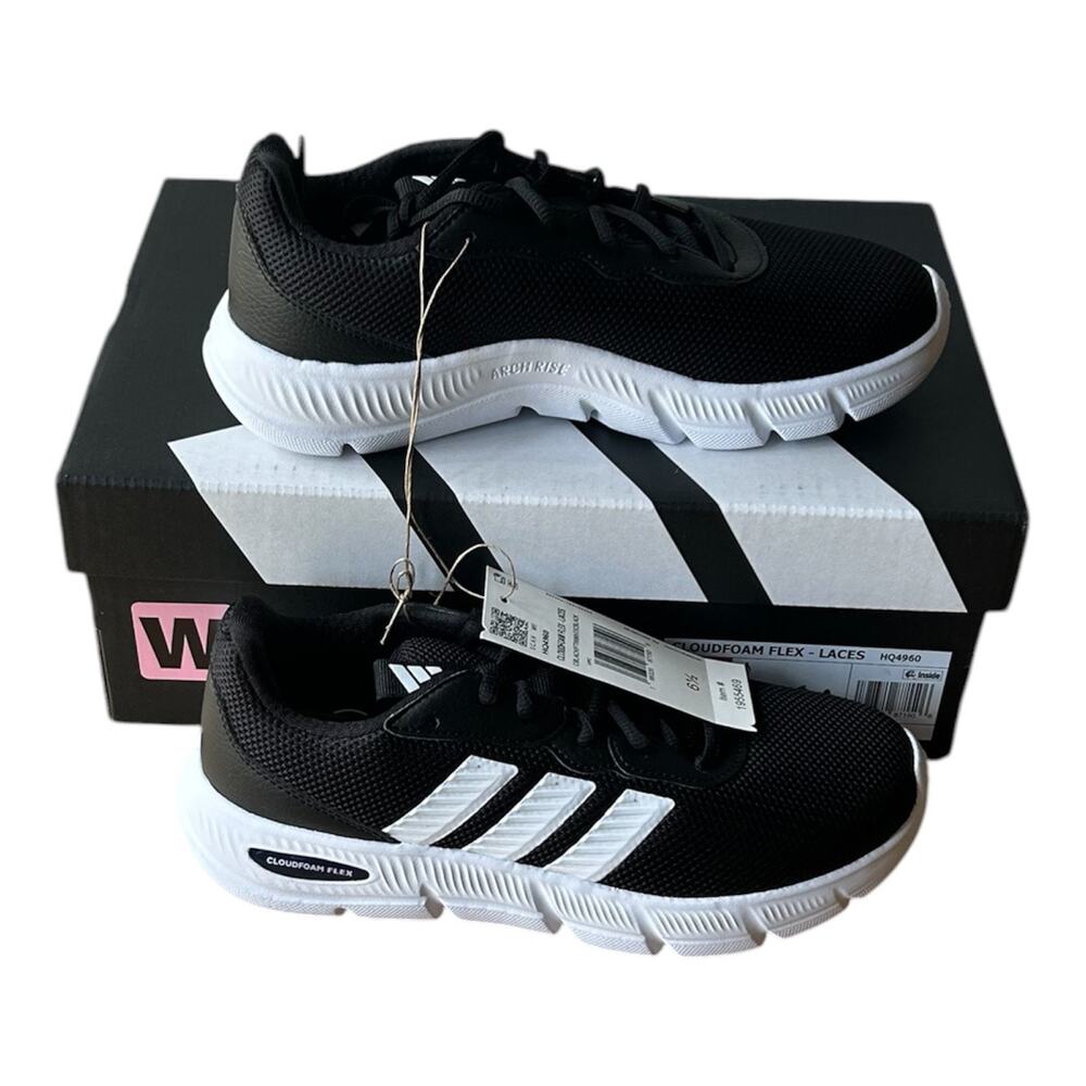 adidas Cloudfoam Flex Women's Sneaker, Wide Fit, Black, Size 6.5
